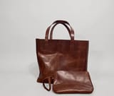 Brown Leather Tote Bag with Pouch thumbnail 1