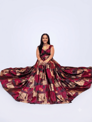 Maroon Chiffon Maxi Dress