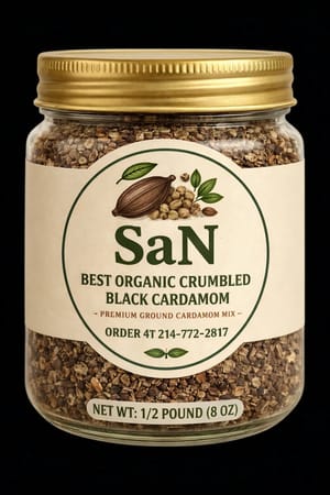 SAN Organic Crumbled Black Cardamom – ½ lb (8 oz)
